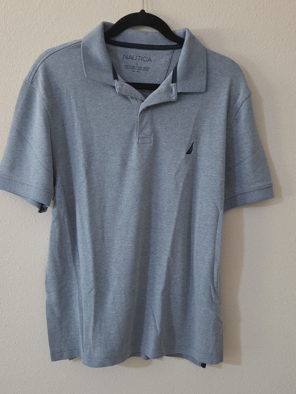 Nautica Men’s Blue Heather Polo with Embroidered Sail Logo
